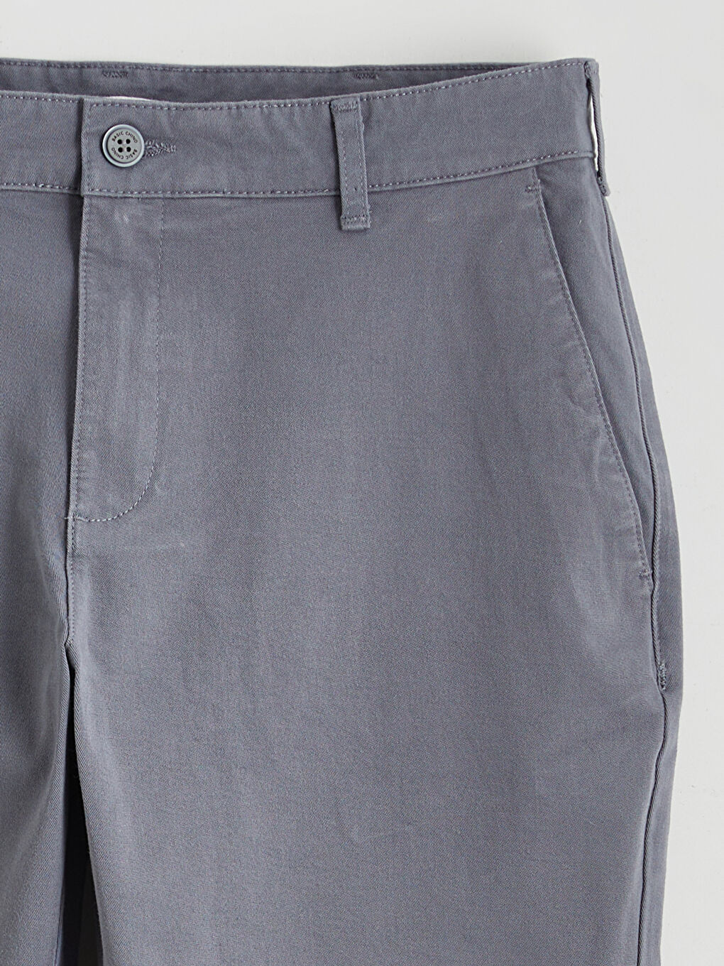 Gri Dar Kalıp Erkek Chino Pantolon-5