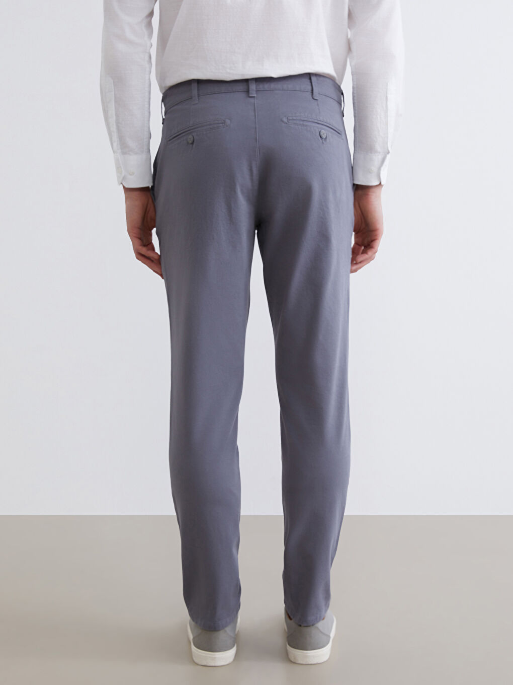 Gri Dar Kalıp Erkek Chino Pantolon-3
