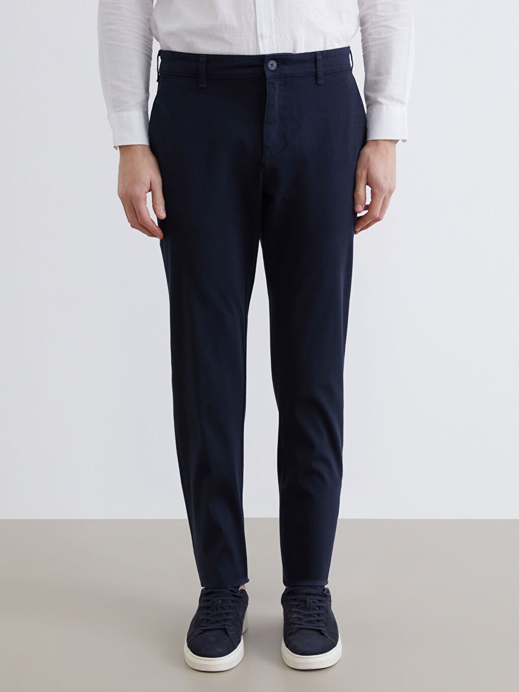 Lacivert Dar Kalıp Erkek Chino Pantolon-1