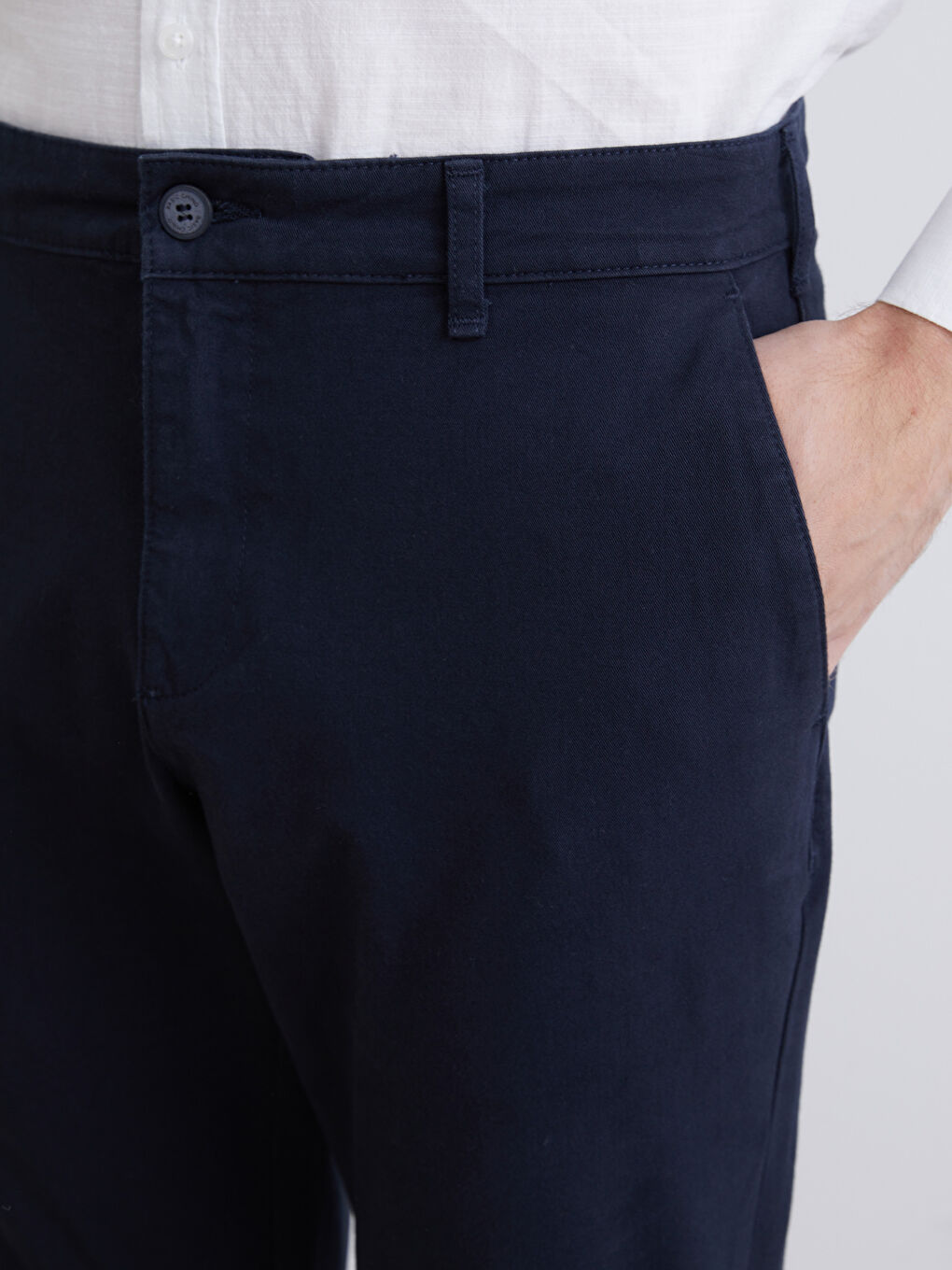 Lacivert Dar Kalıp Erkek Chino Pantolon-2