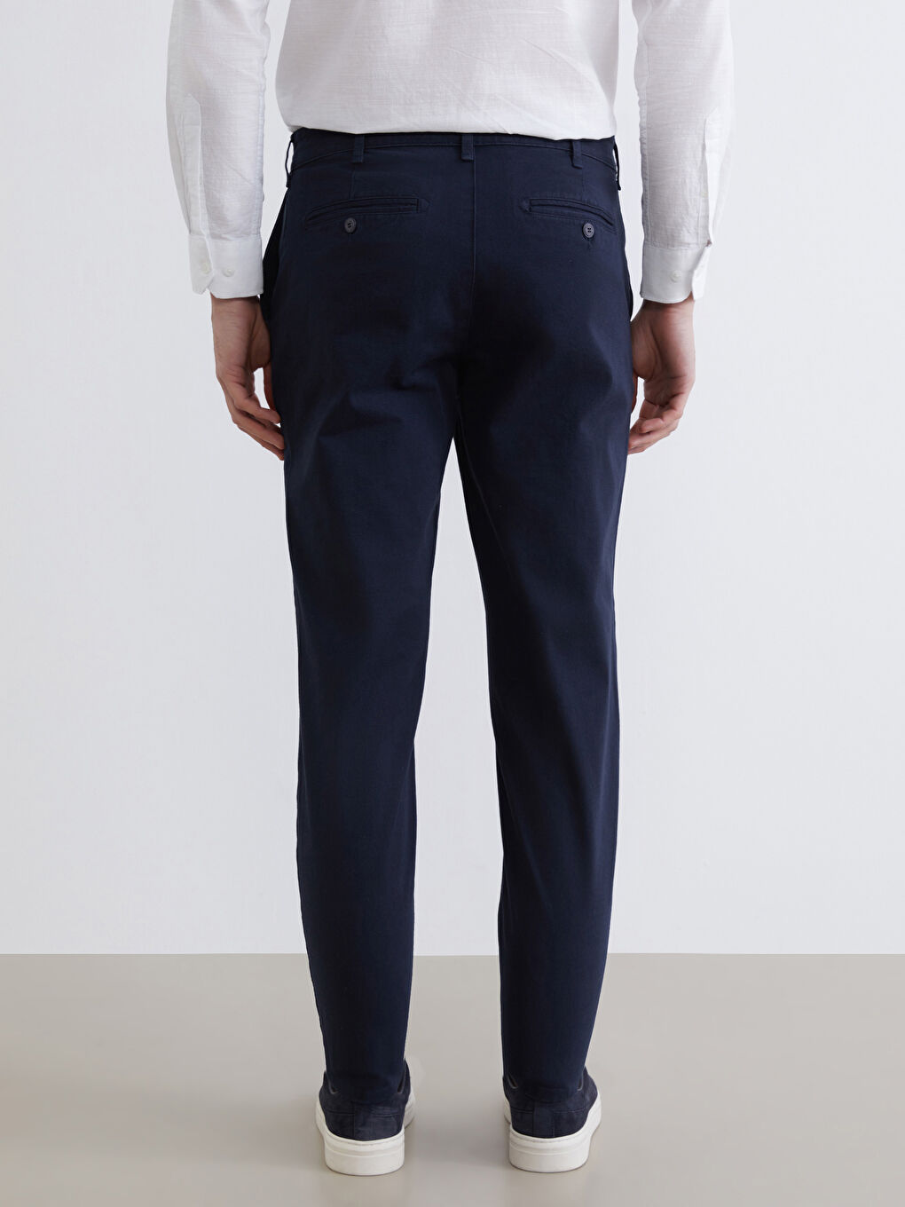 Lacivert Dar Kalıp Erkek Chino Pantolon-3