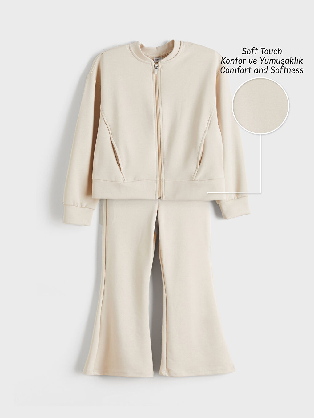 Girls' Soft Touch Tracksuit with Crew Neck