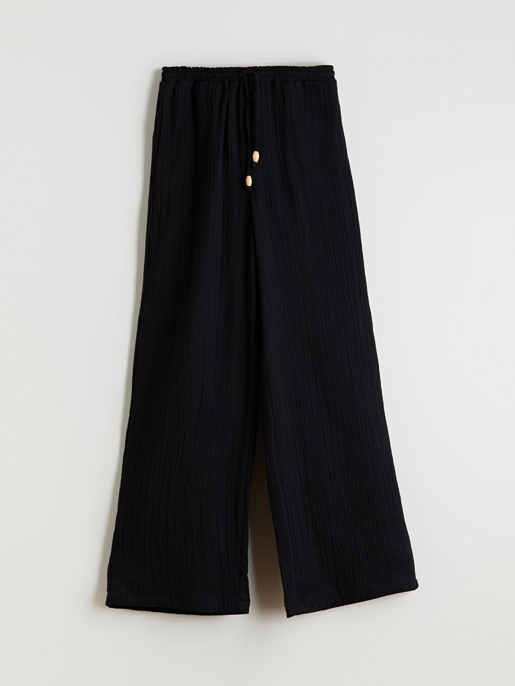 Elastic Waist Textured Muslin Women's Trousers