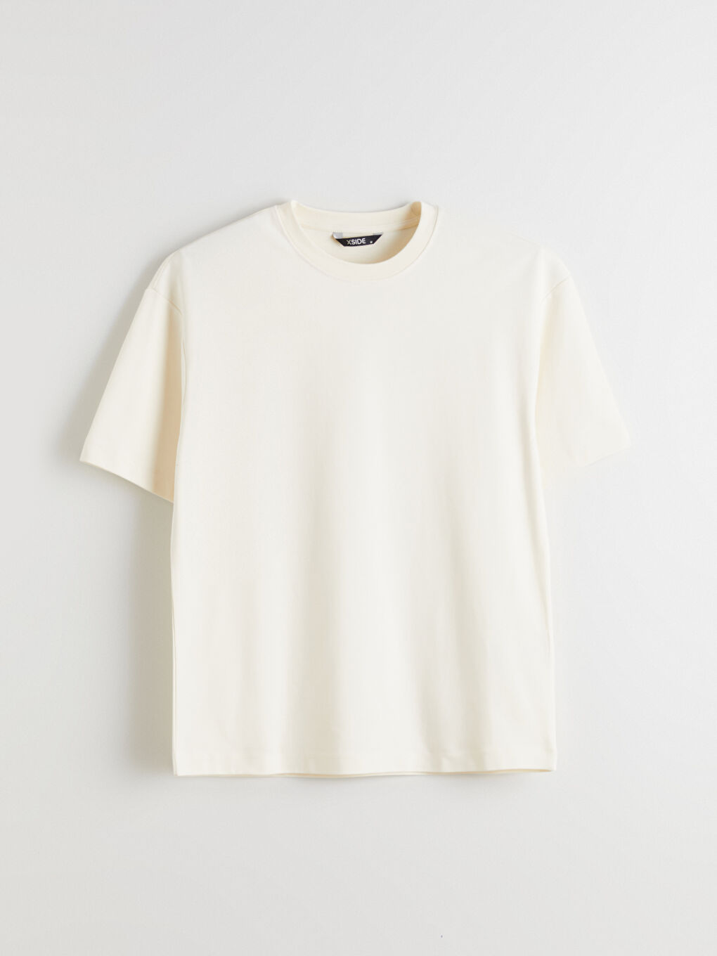 Ekru Bisiklet Yaka Erkek Tişört-4