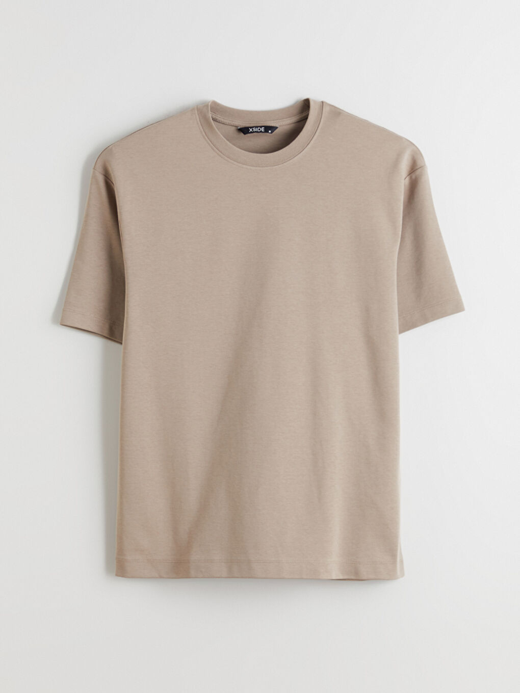 Bej Bisiklet Yaka Erkek Tişört-4