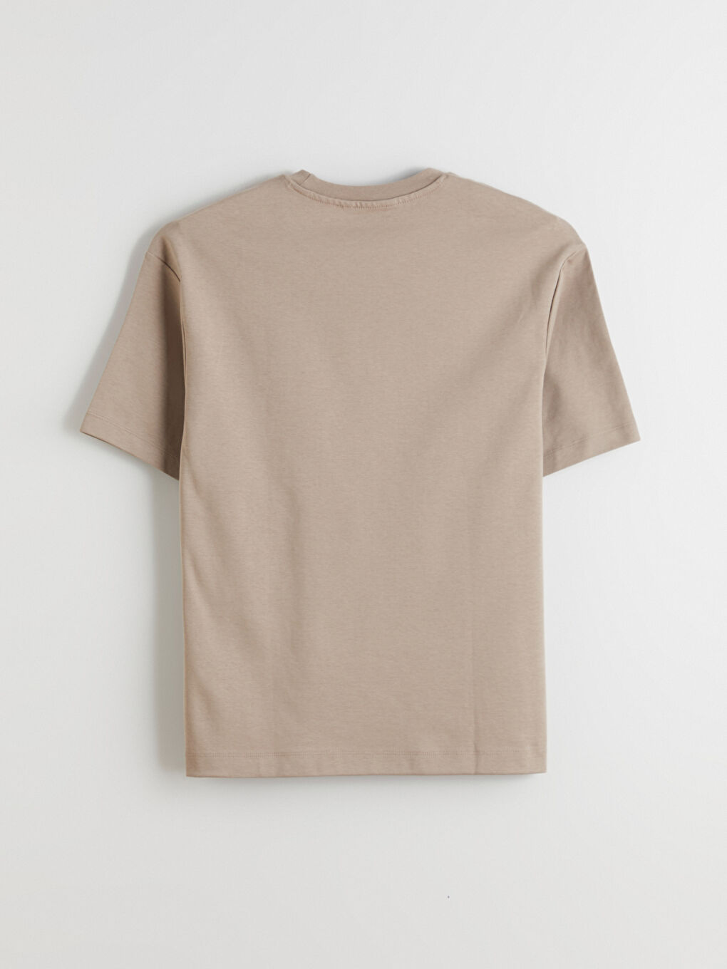 Bej Bisiklet Yaka Erkek Tişört-5