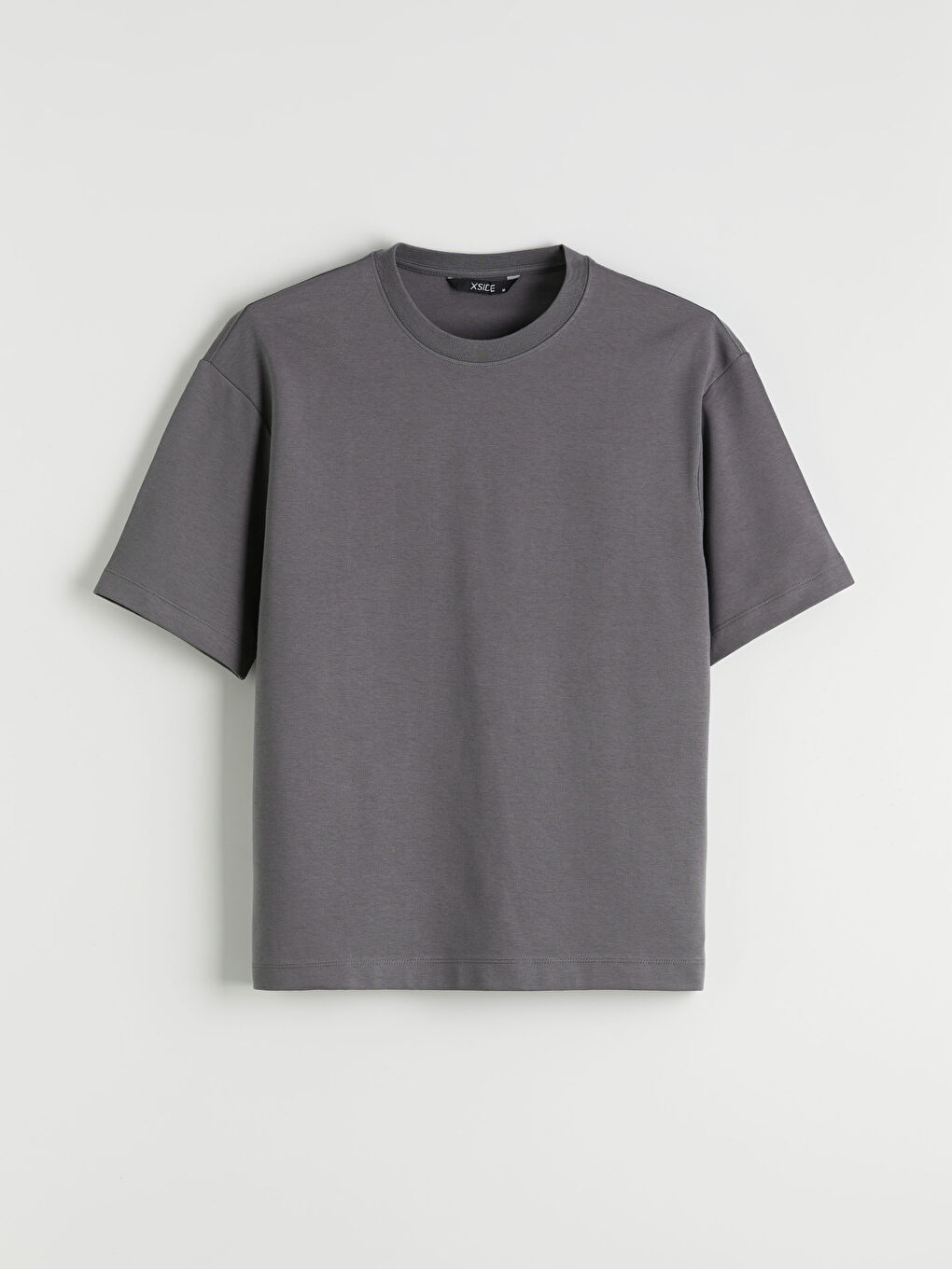 Gri Bisiklet Yaka Erkek Tişört-4