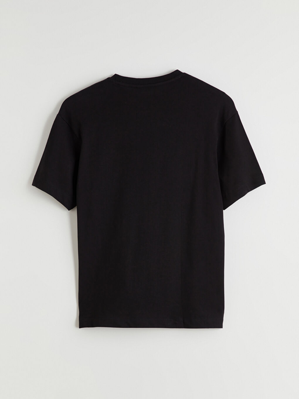 Siyah Bisiklet Yaka Penye Erkek Tişört-5