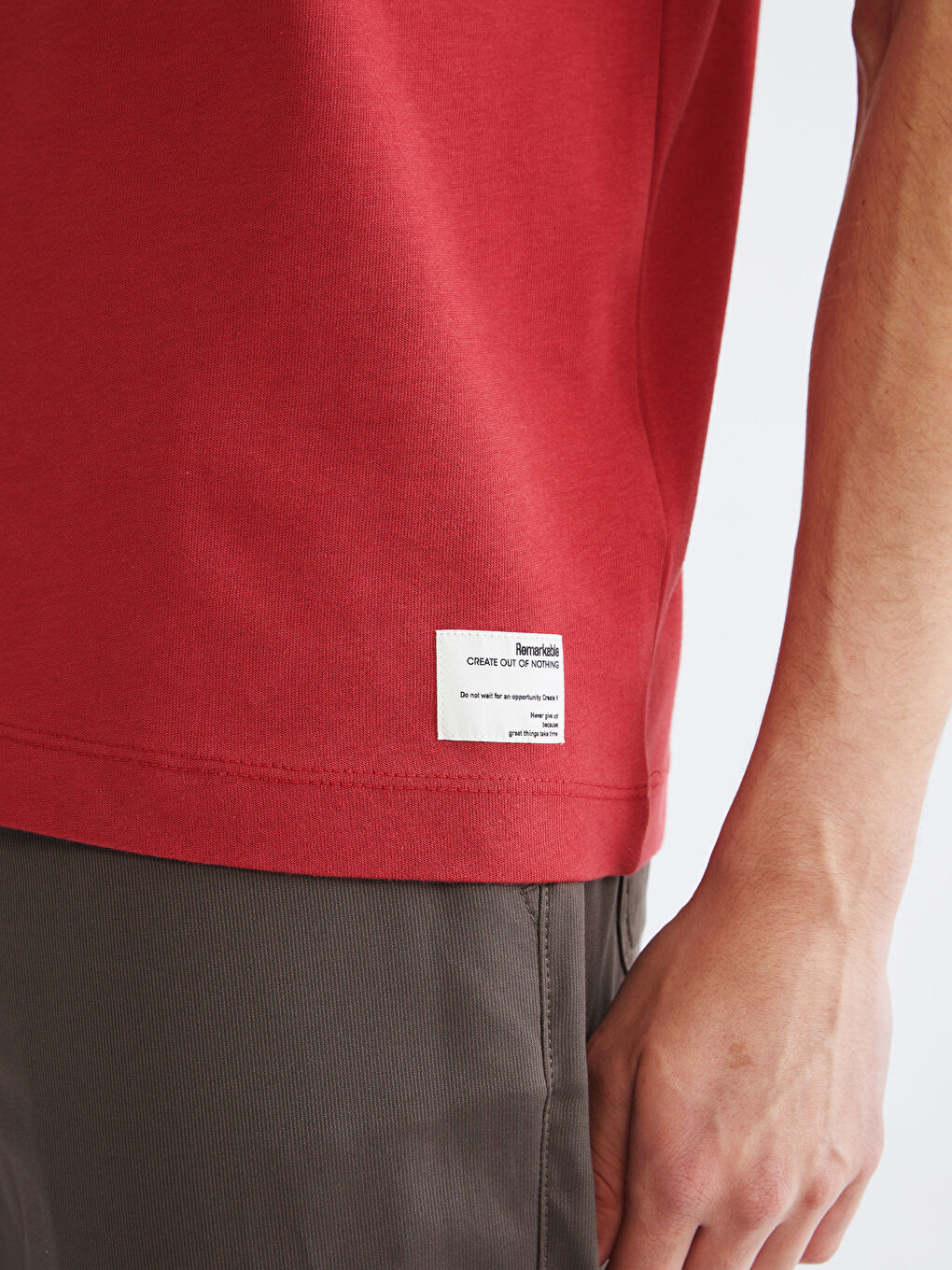 Kırmızı Bisiklet Yaka Penye Erkek Tişört-2