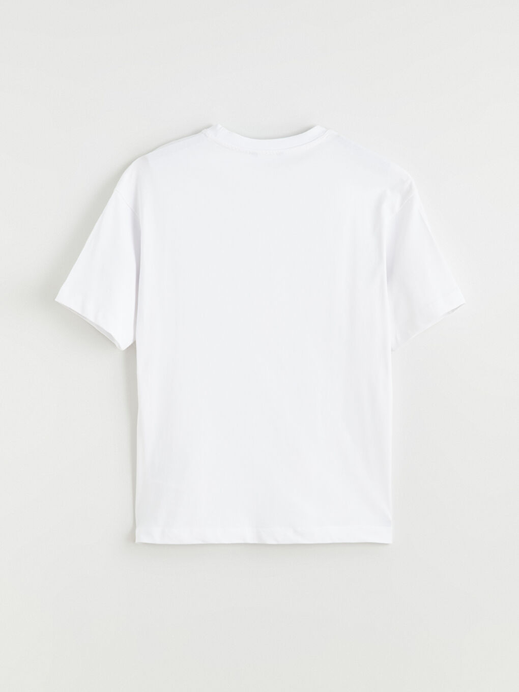 Beyaz Bisiklet Yaka Penye Erkek Tişört-5