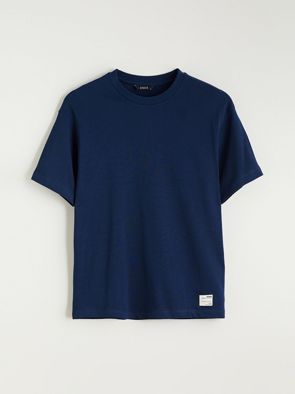 Lacivert Bisiklet Yaka Penye Erkek Tişört-4