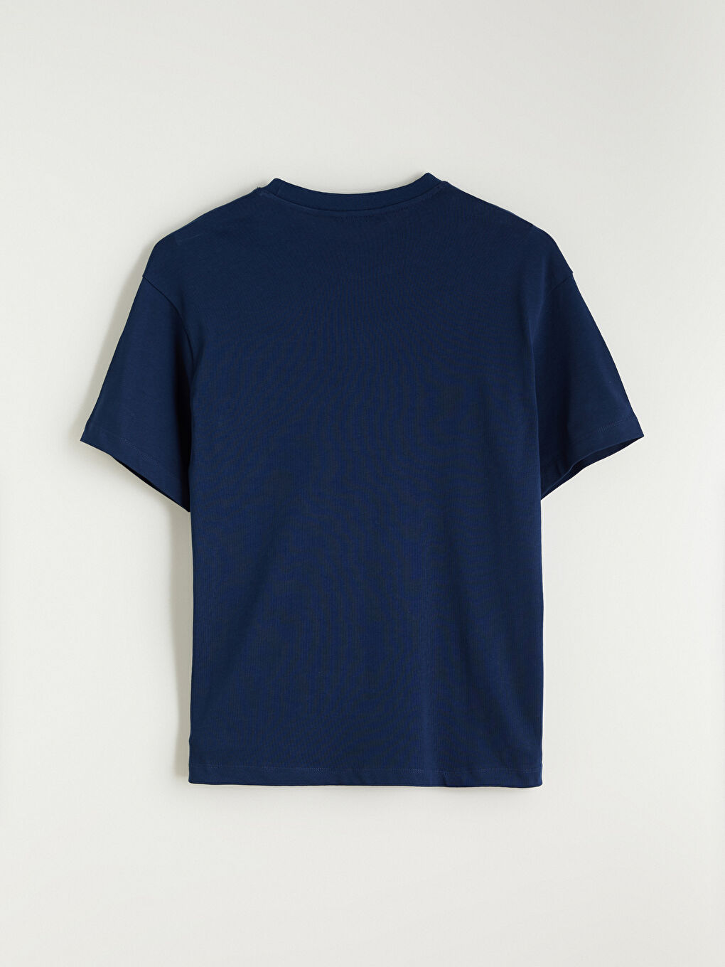 Lacivert Bisiklet Yaka Penye Erkek Tişört-5