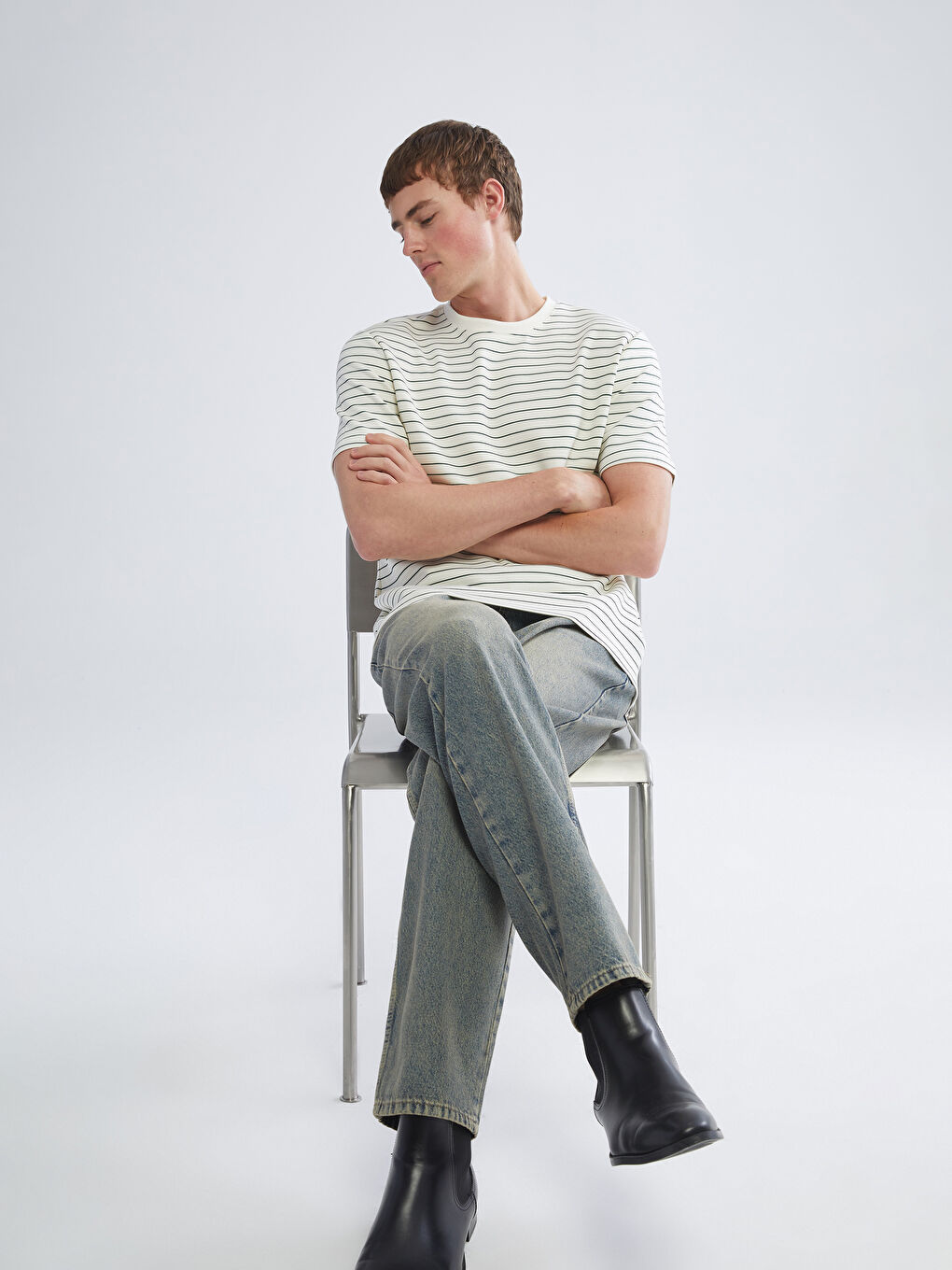 Crew Neck Striped Men's T-Shirt