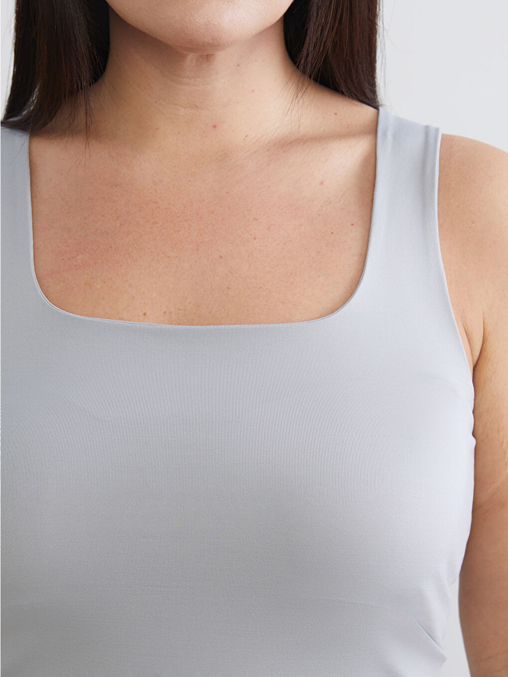 Gri Büyük Beden Kare Yaka Kadın Atlet 2'li-5