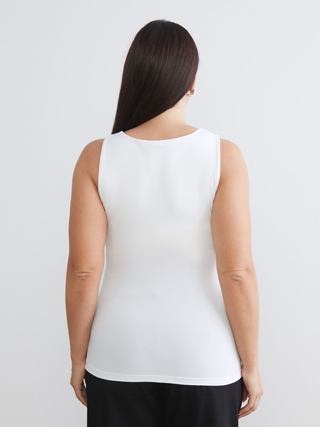 Siyah Büyük Beden Kare Yaka Kadın Atlet 2'li-7