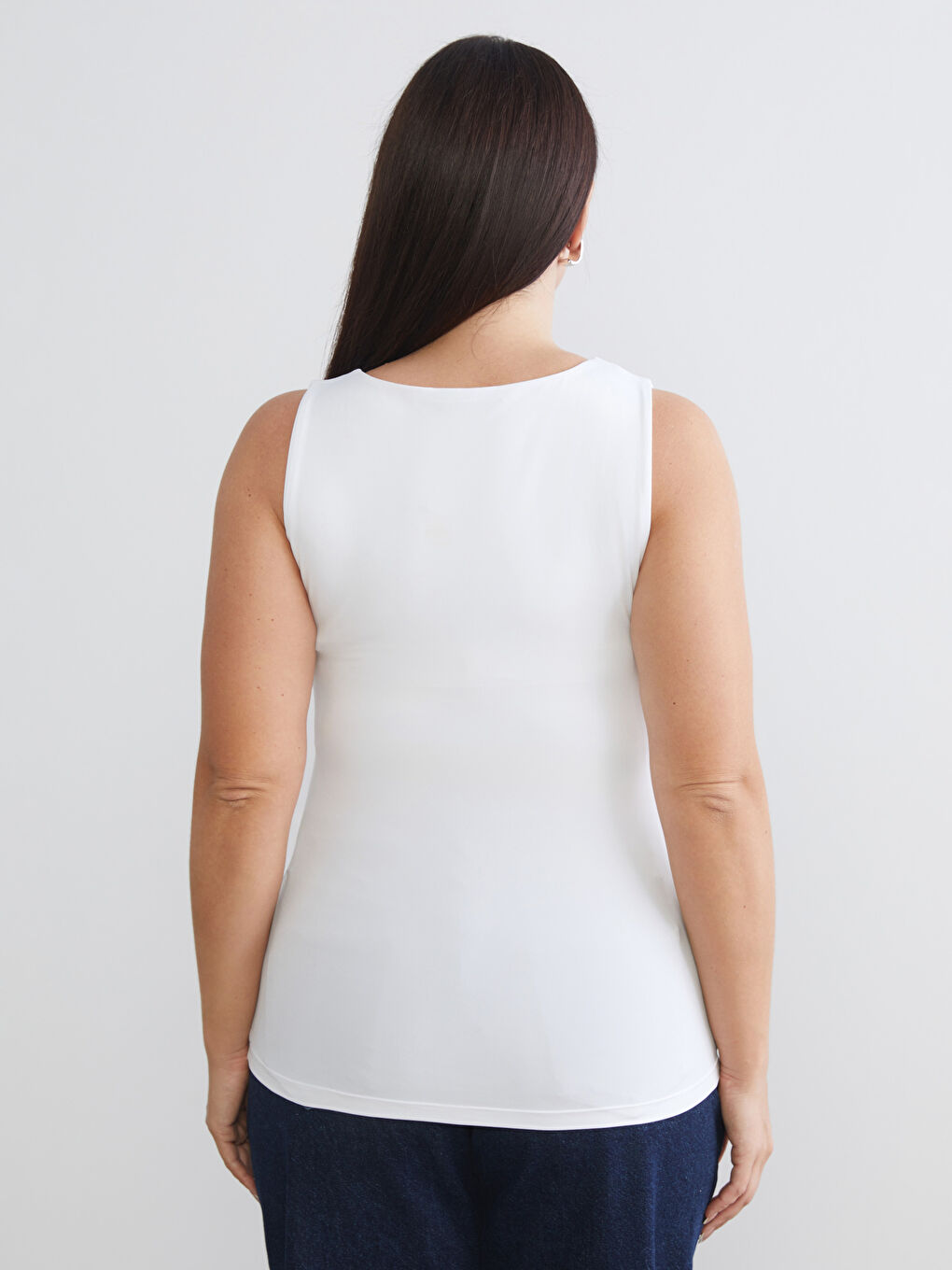 Mavi Büyük Beden Kare Yaka Kadın Atlet 2'li-7