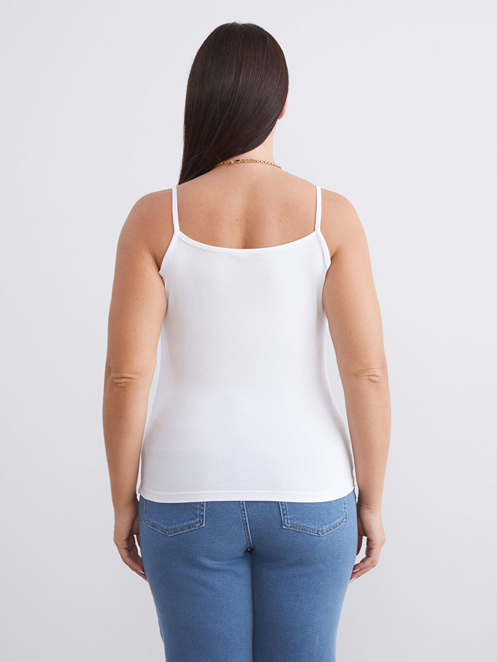 Sarı Büyük Beden Kare Yaka Askılı Kadın Atlet 2'li-7