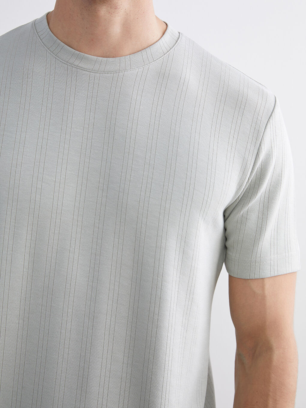 Turkuaz Bisiklet Yaka Erkek Tişört-2