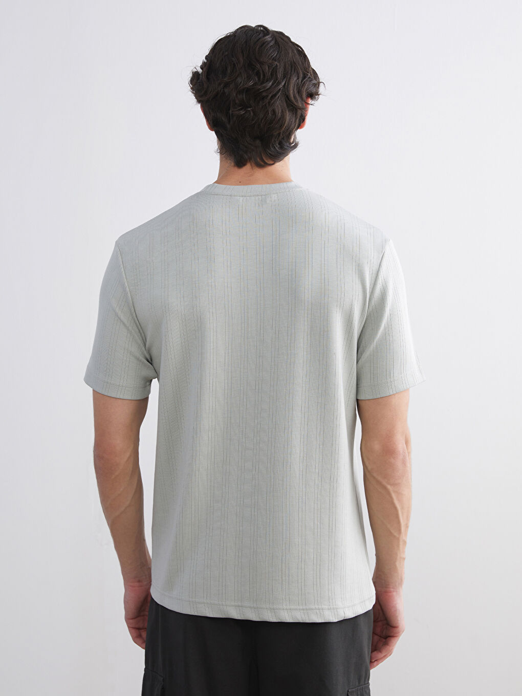 Turkuaz Bisiklet Yaka Erkek Tişört-3