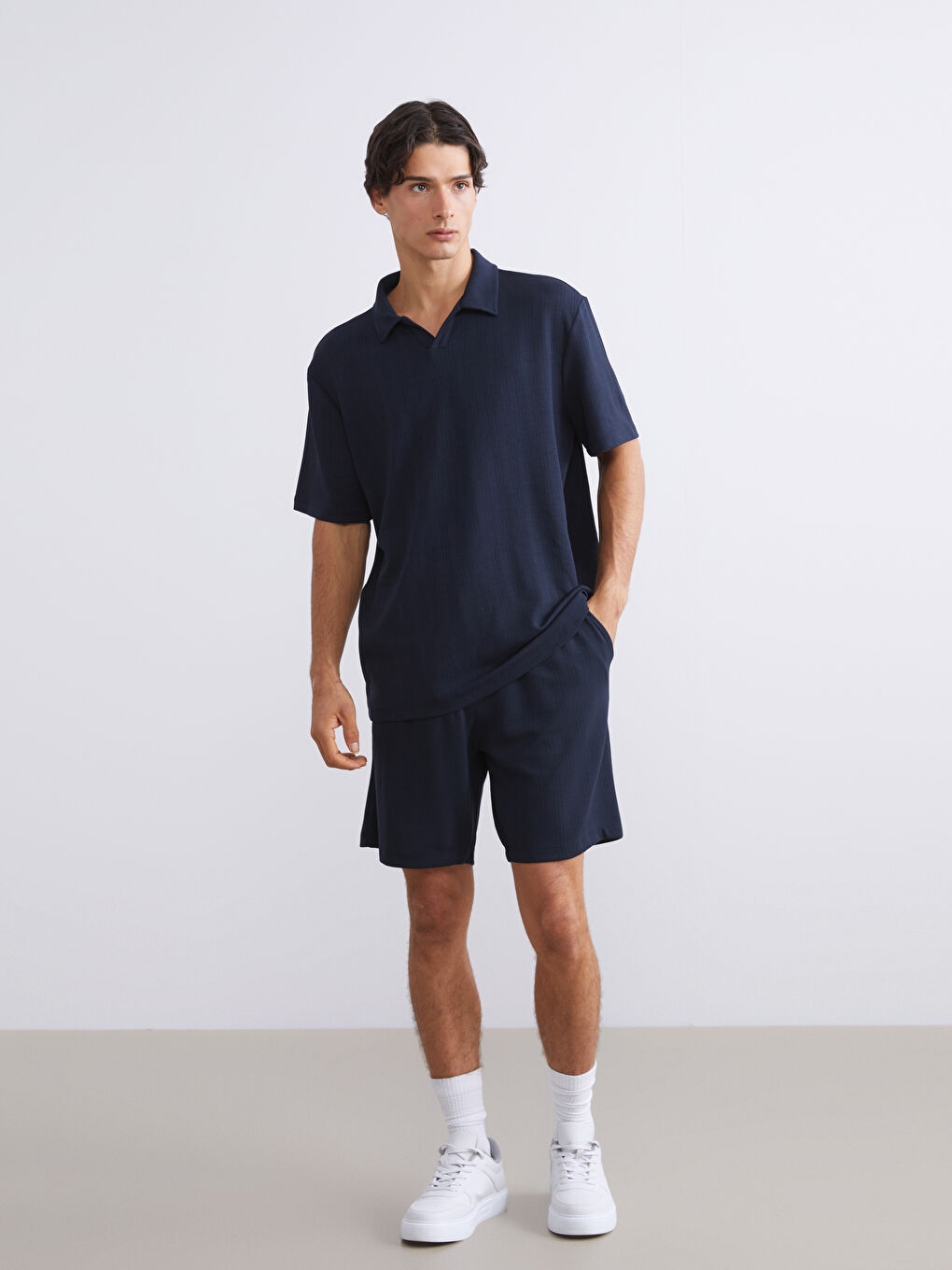 Lacivert Polo Yaka Erkek Tişört-2