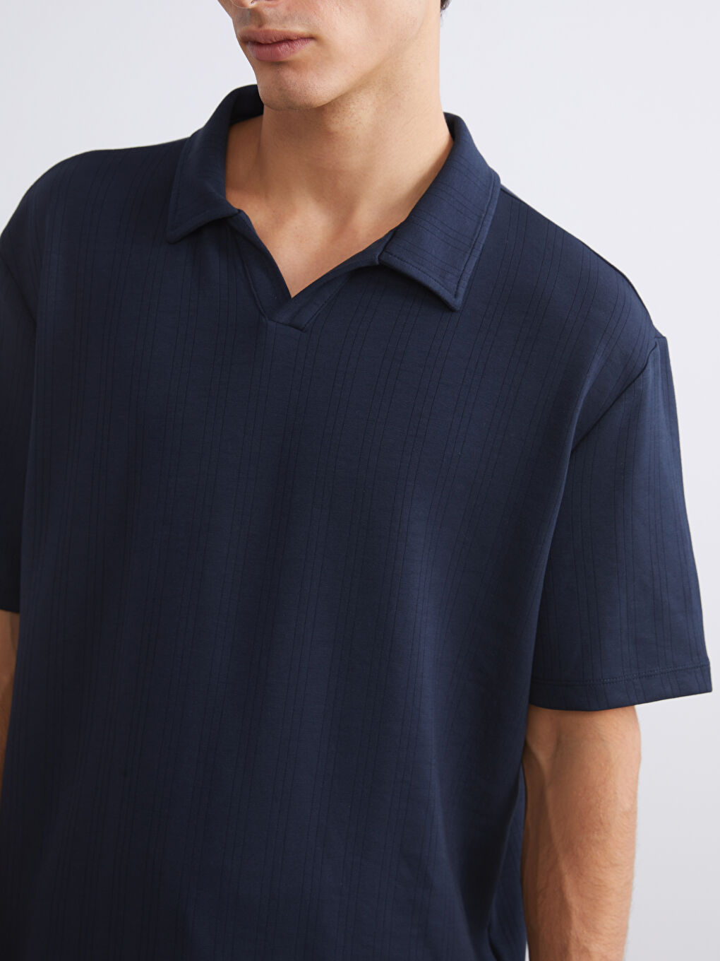 Lacivert Polo Yaka Erkek Tişört-4