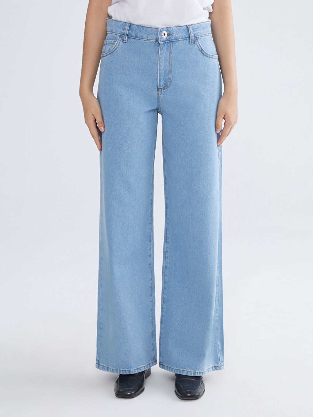 İndigo Wideleg Kadın Jean Pantolon-1