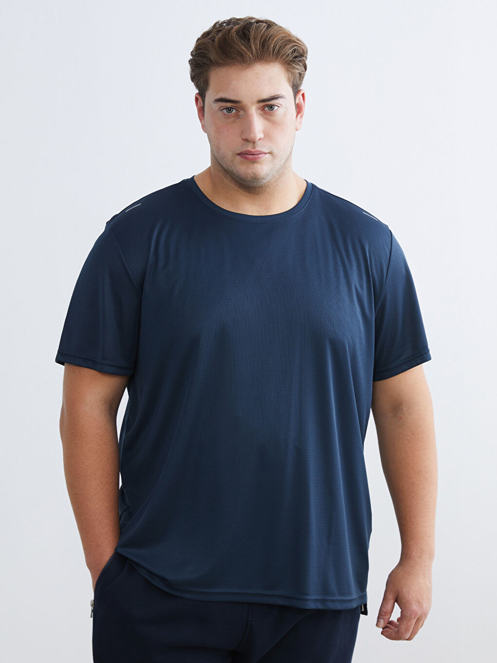 İndigo Büyük Beden Bisiklet Yaka Erkek Spor Tişört