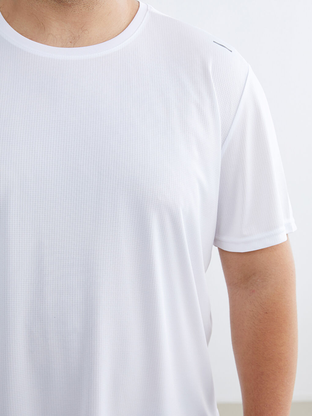 Beyaz Büyük Beden Bisiklet Yaka Erkek Spor Tişört-2