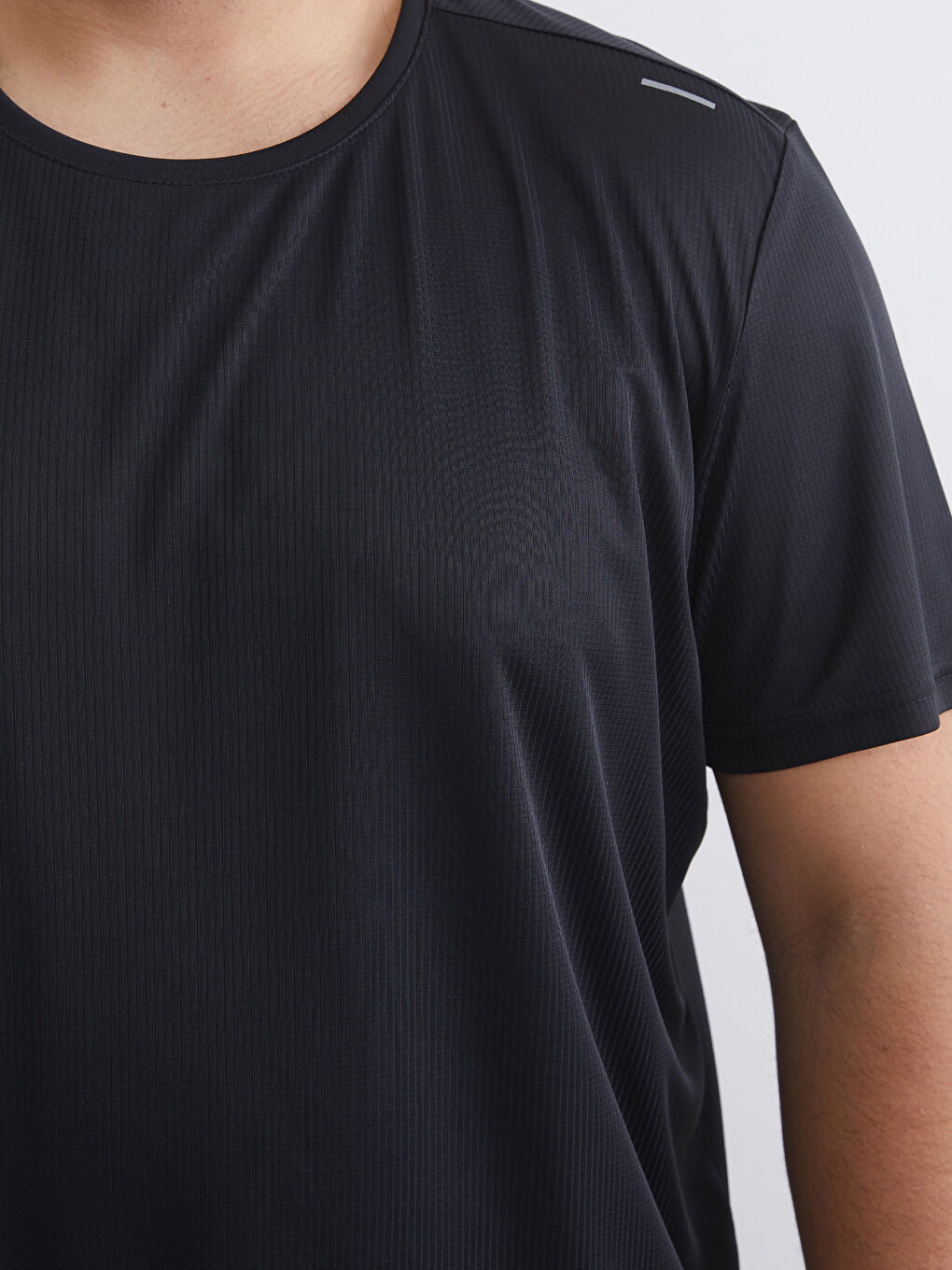 Siyah Büyük Beden Bisiklet Yaka Erkek Spor Tişört-4