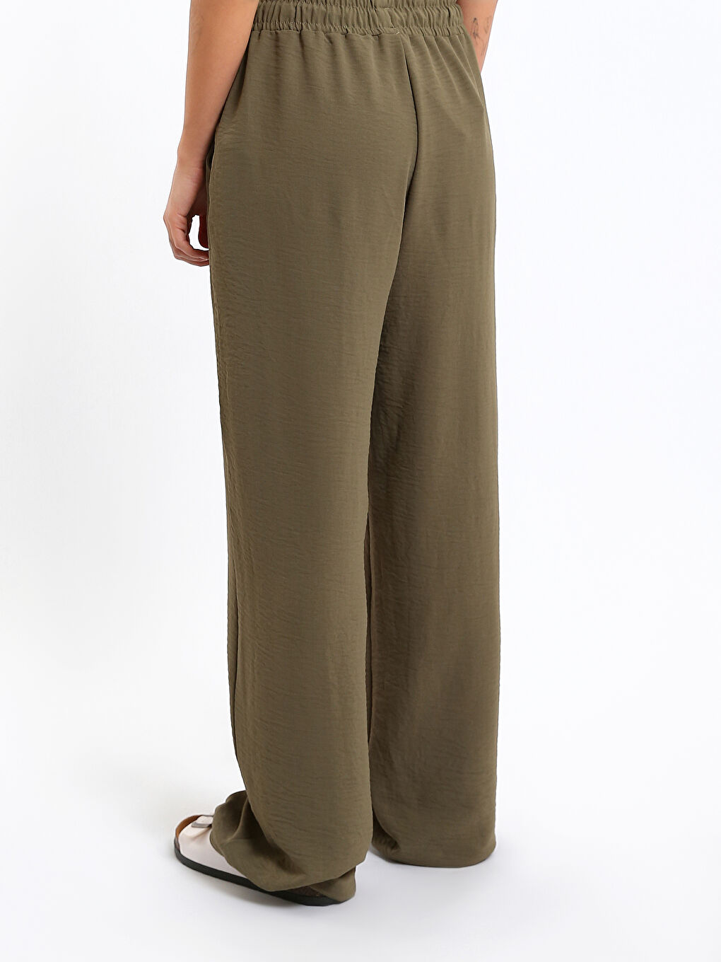 Elastic Waist Wide Leg Women's Trousers-4