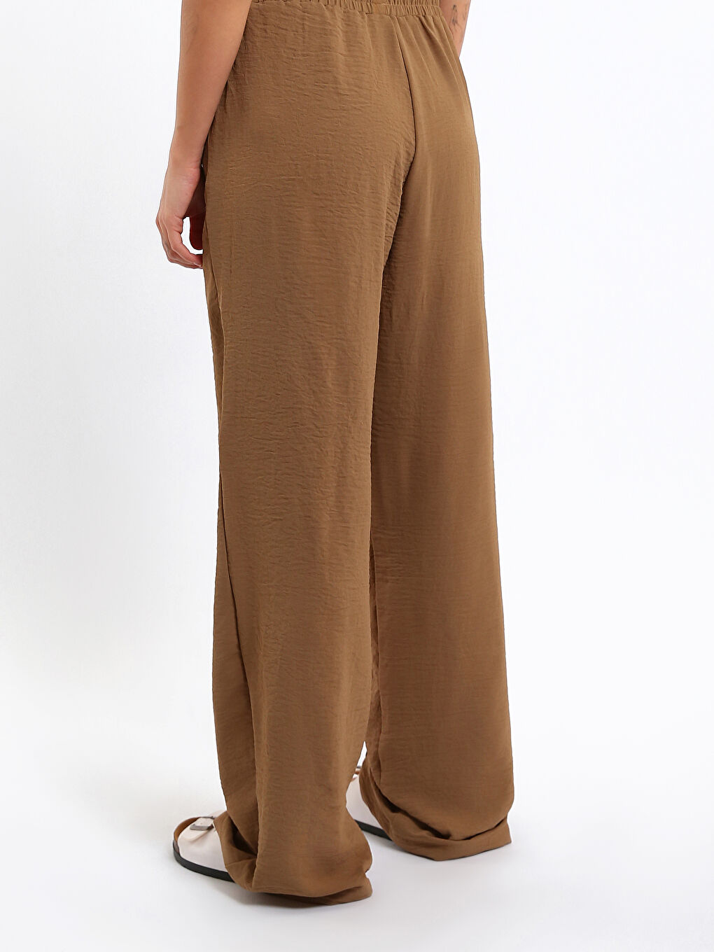 Elastic Waist Wide Leg Women's Trousers-4