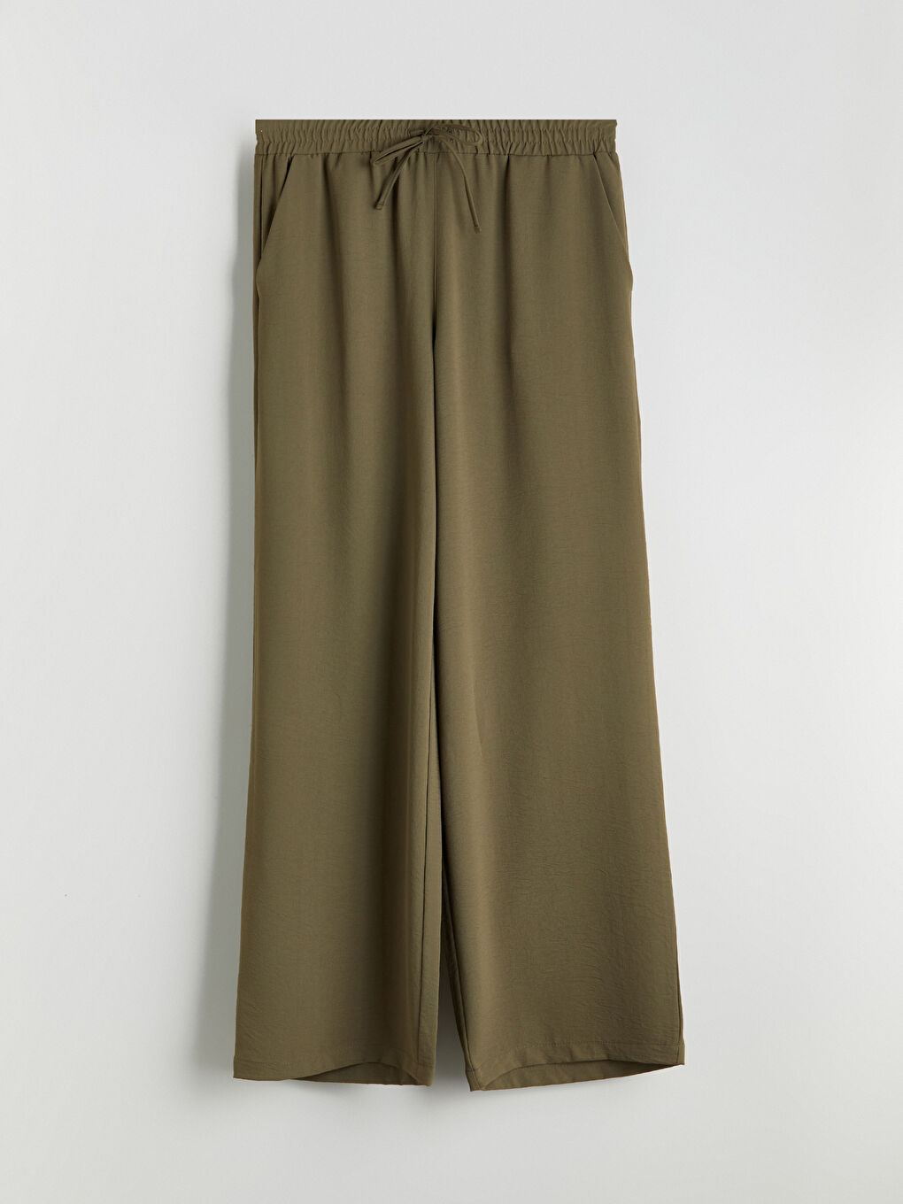 Elastic Waist Wide Leg Women's Trousers-8