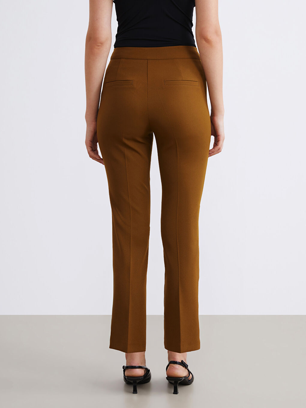 Yeşil Dar Fit İspanyol Paça Kadın Pantolon-3