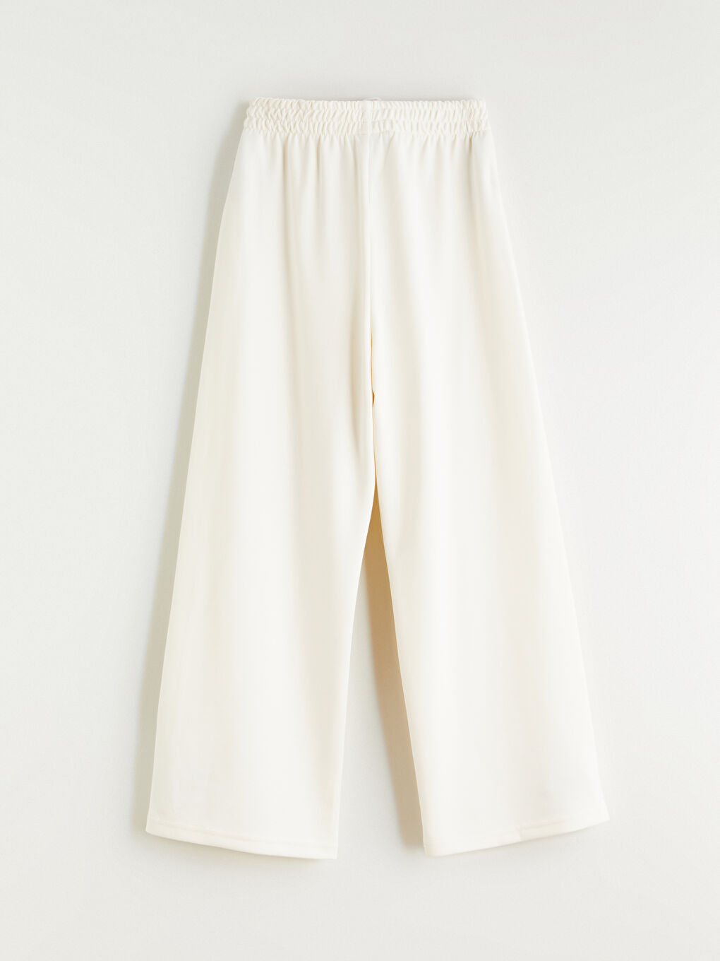 Ekru Geniş Paça Beli Lastikli Kız Çocuk Soft Touch Eşofman Altı-1