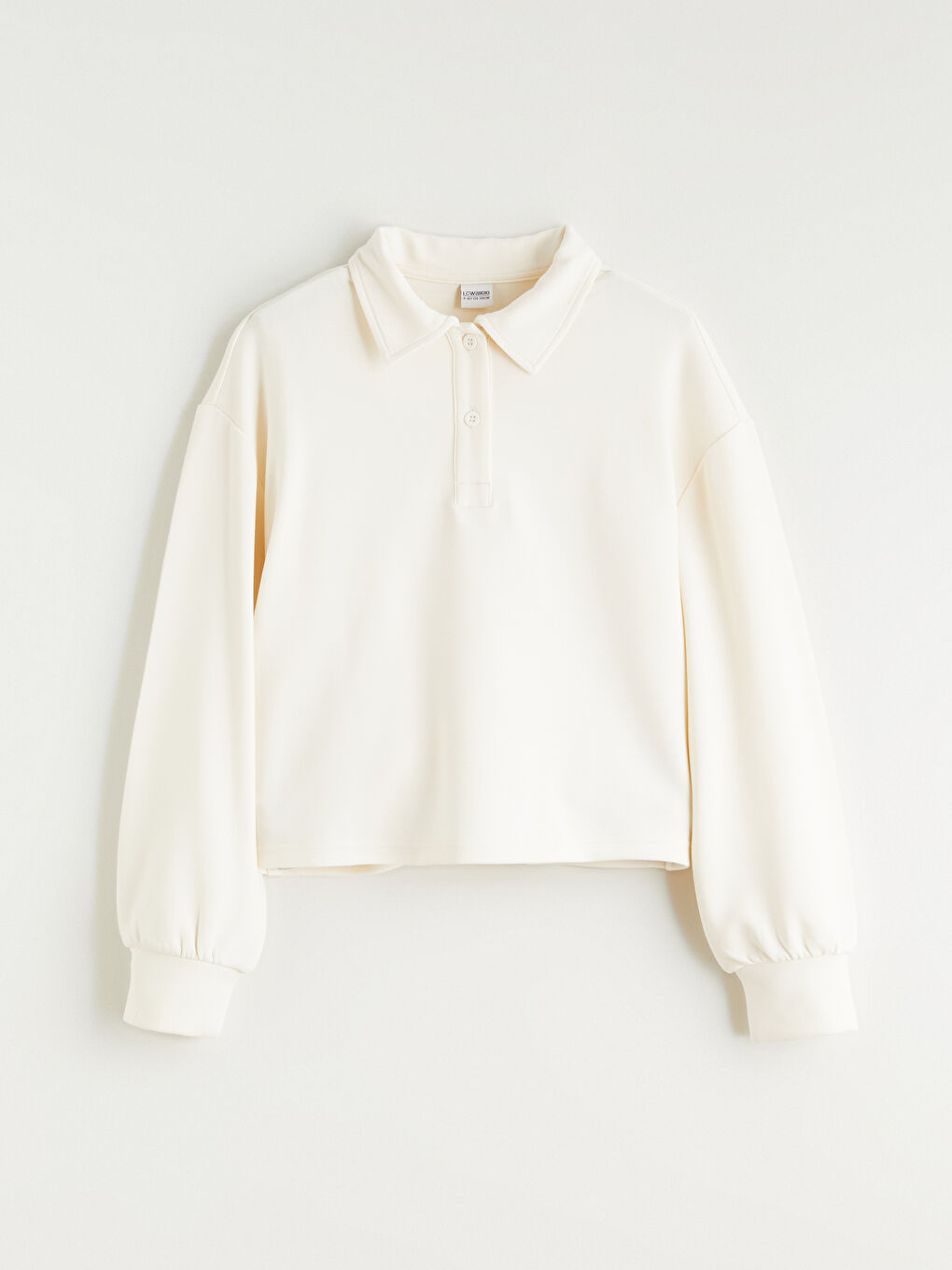 Ekru Kız Çocuk Polo Yaka Soft Touch Sweatshirt