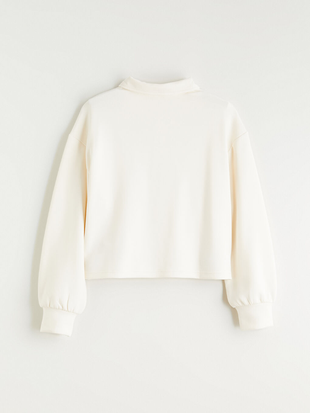 Ekru Kız Çocuk Polo Yaka Soft Touch Sweatshirt-1