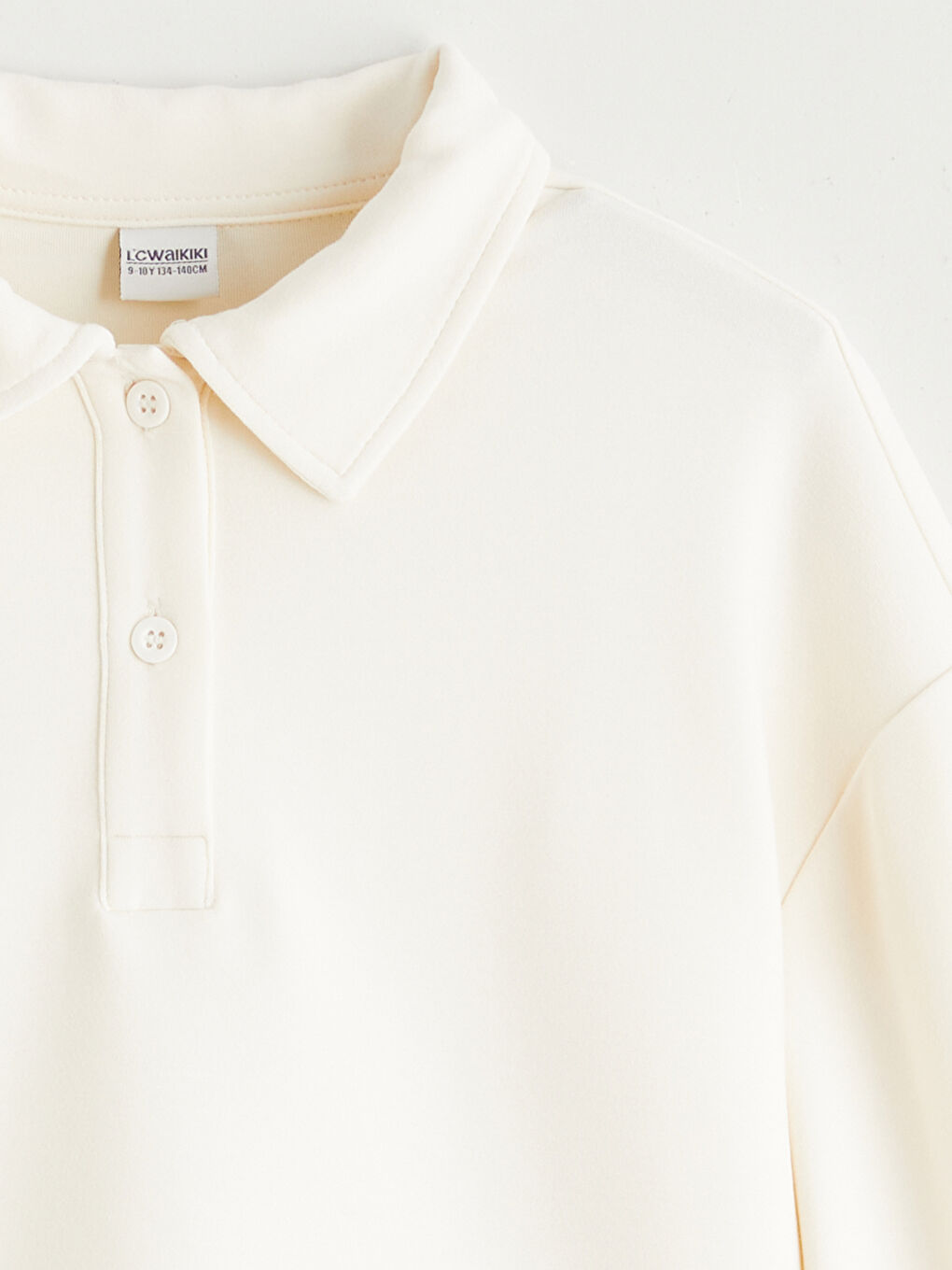 Ekru Kız Çocuk Polo Yaka Soft Touch Sweatshirt-2
