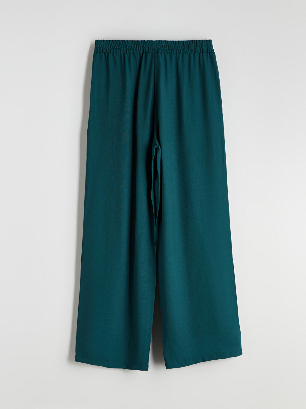 Yeşil Beli Lastikli Geniş Paça Kadın Pantolon-5