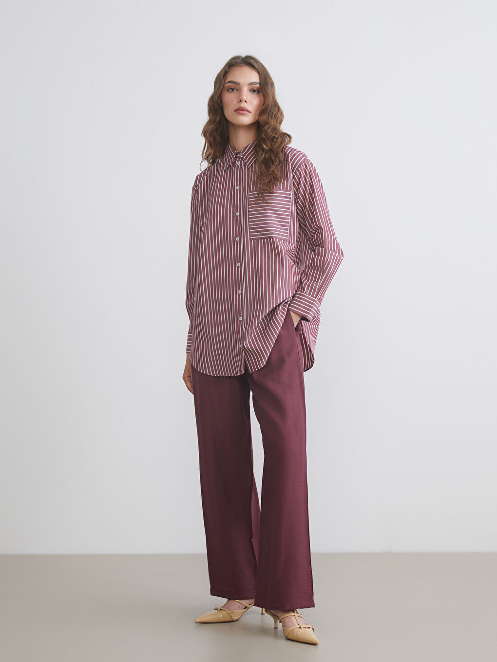 Elastic Waist Wide Leg Women's Trousers