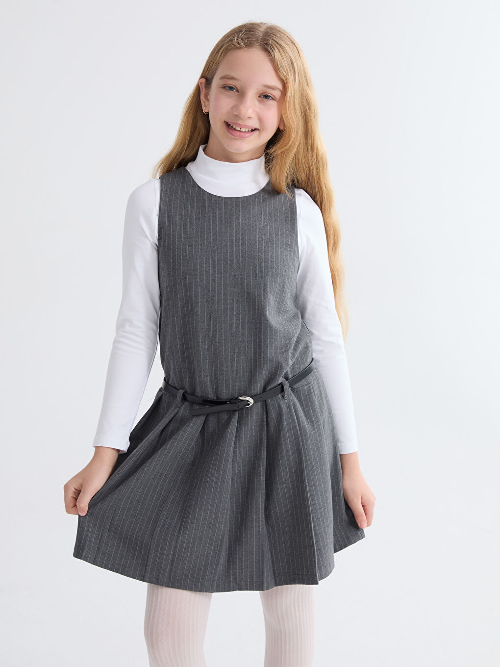 Haljina sa okruglim izrezom i prugama za devojčice-1