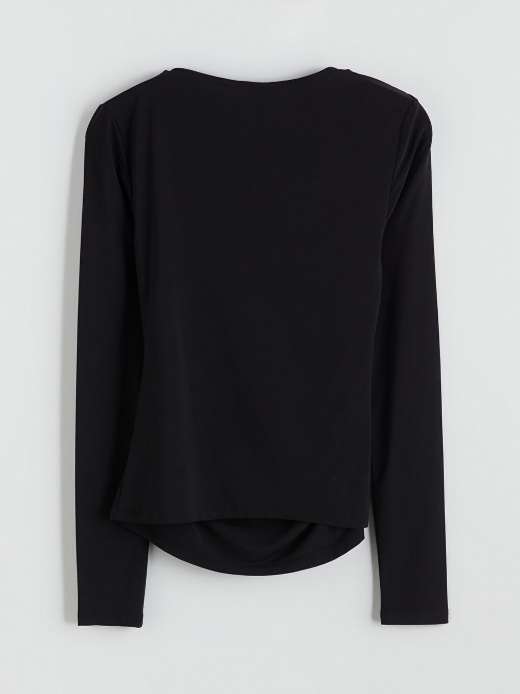 Siyah Asimetrik Yaka Büzgülü Bluz-5