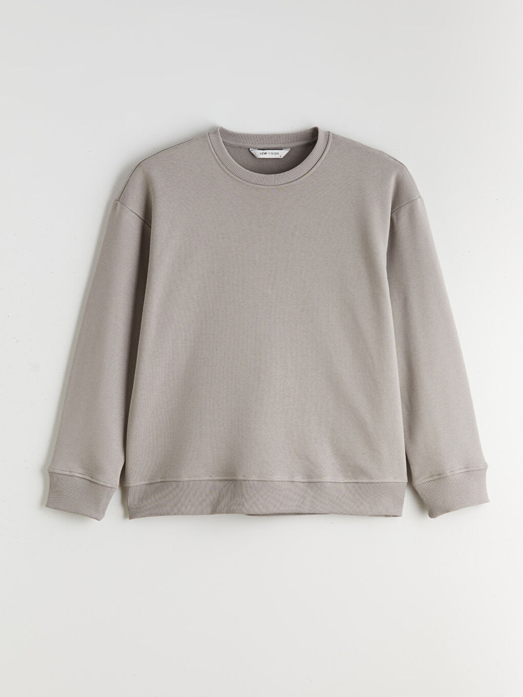 Gri Bisiklet Yaka Erkek Kalın Sweatshirt-4