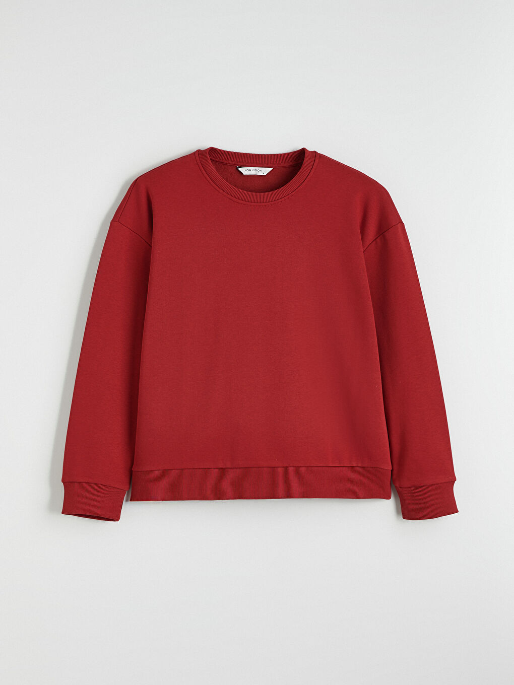 Kırmızı Bisiklet Yaka Erkek Kalın Sweatshirt-4