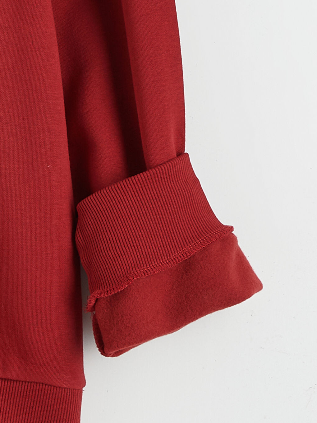 Kırmızı Bisiklet Yaka Erkek Kalın Sweatshirt-5