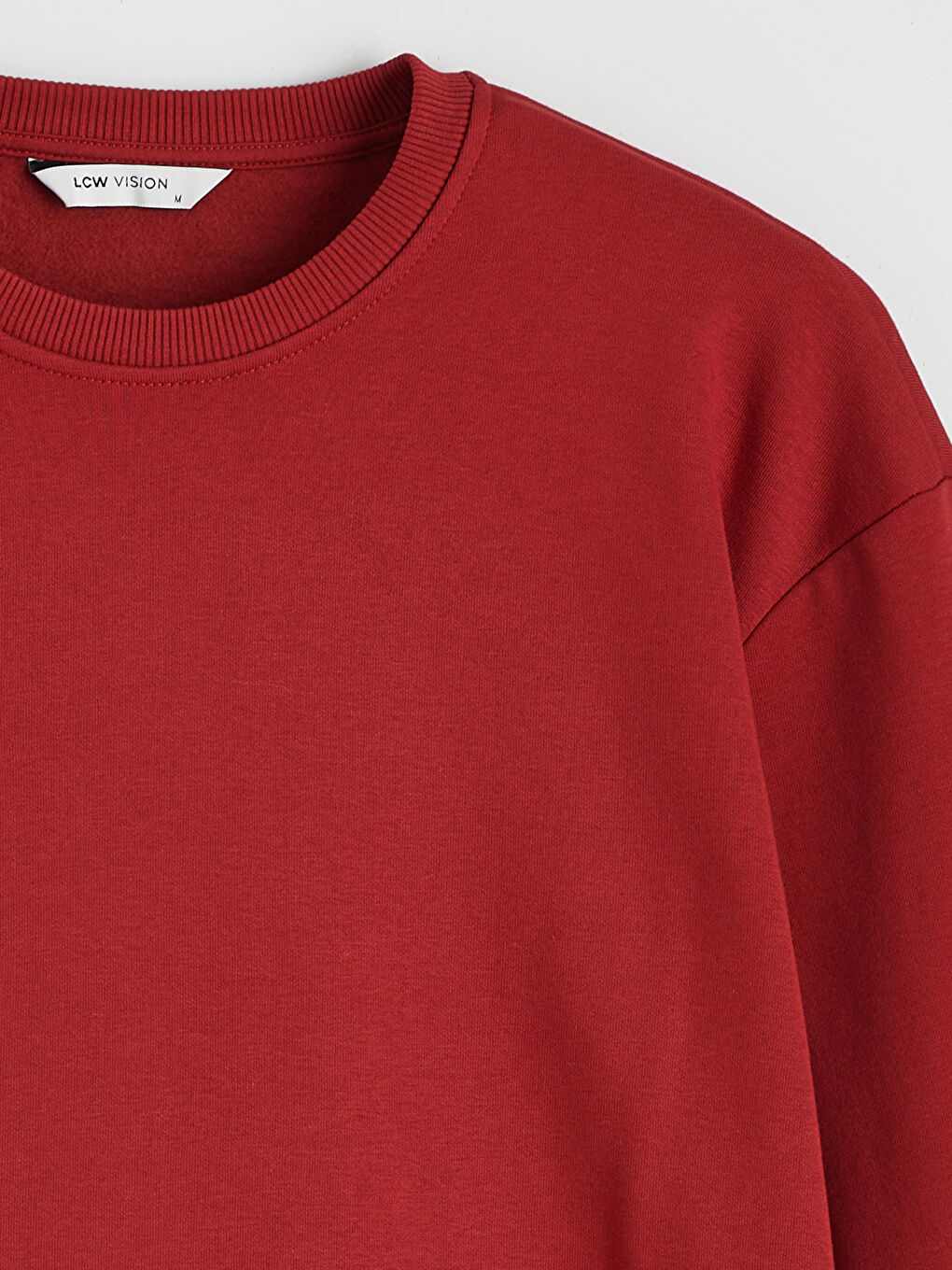 Kırmızı Bisiklet Yaka Erkek Kalın Sweatshirt-6