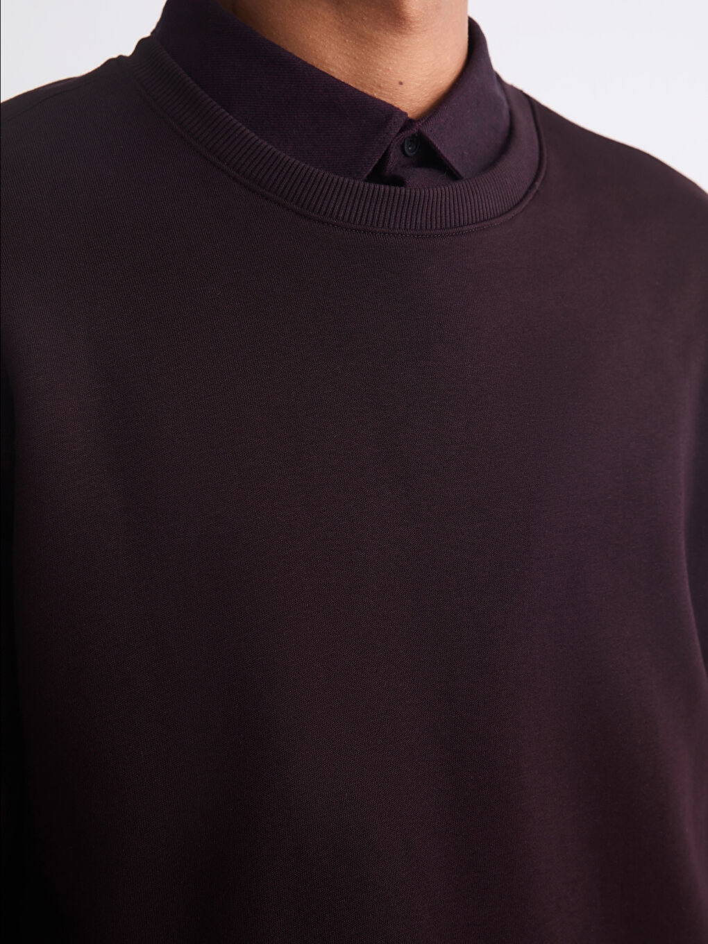 Kahverengi Bisiklet Yaka Erkek Kalın Sweatshirt-2