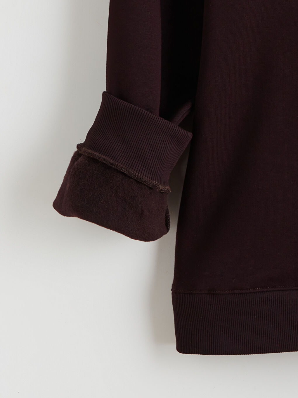 Kahverengi Bisiklet Yaka Erkek Kalın Sweatshirt-5