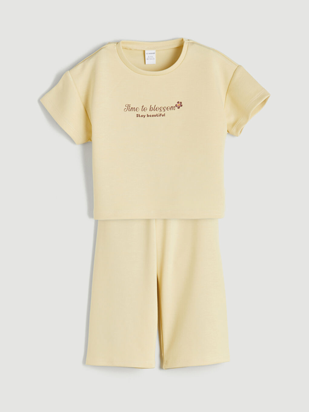 Sarı Baskılı Kız Çocuk Tişört ve Pantolon