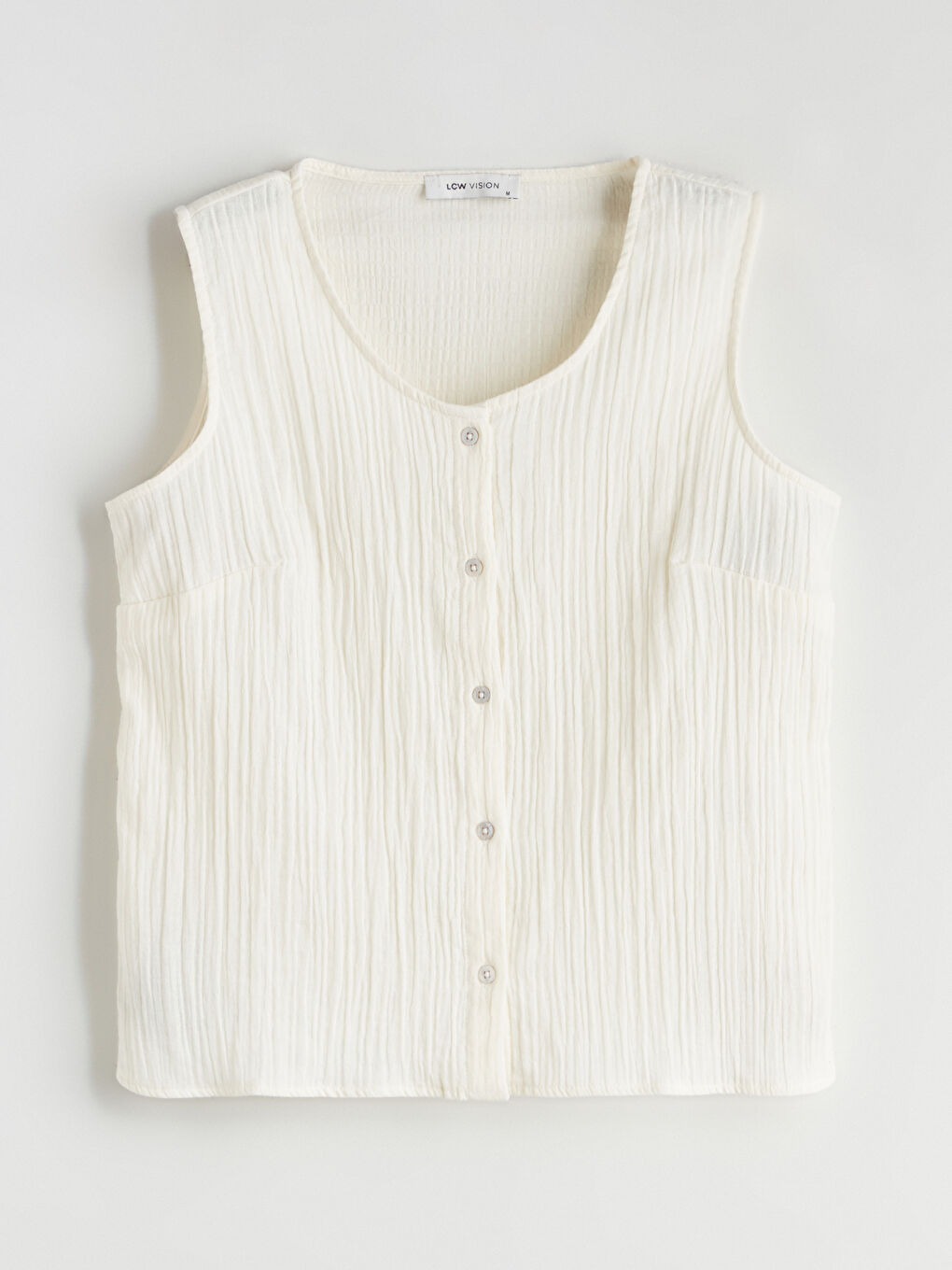 Ekru Bisiklet Yaka Dokulu Bluz-4