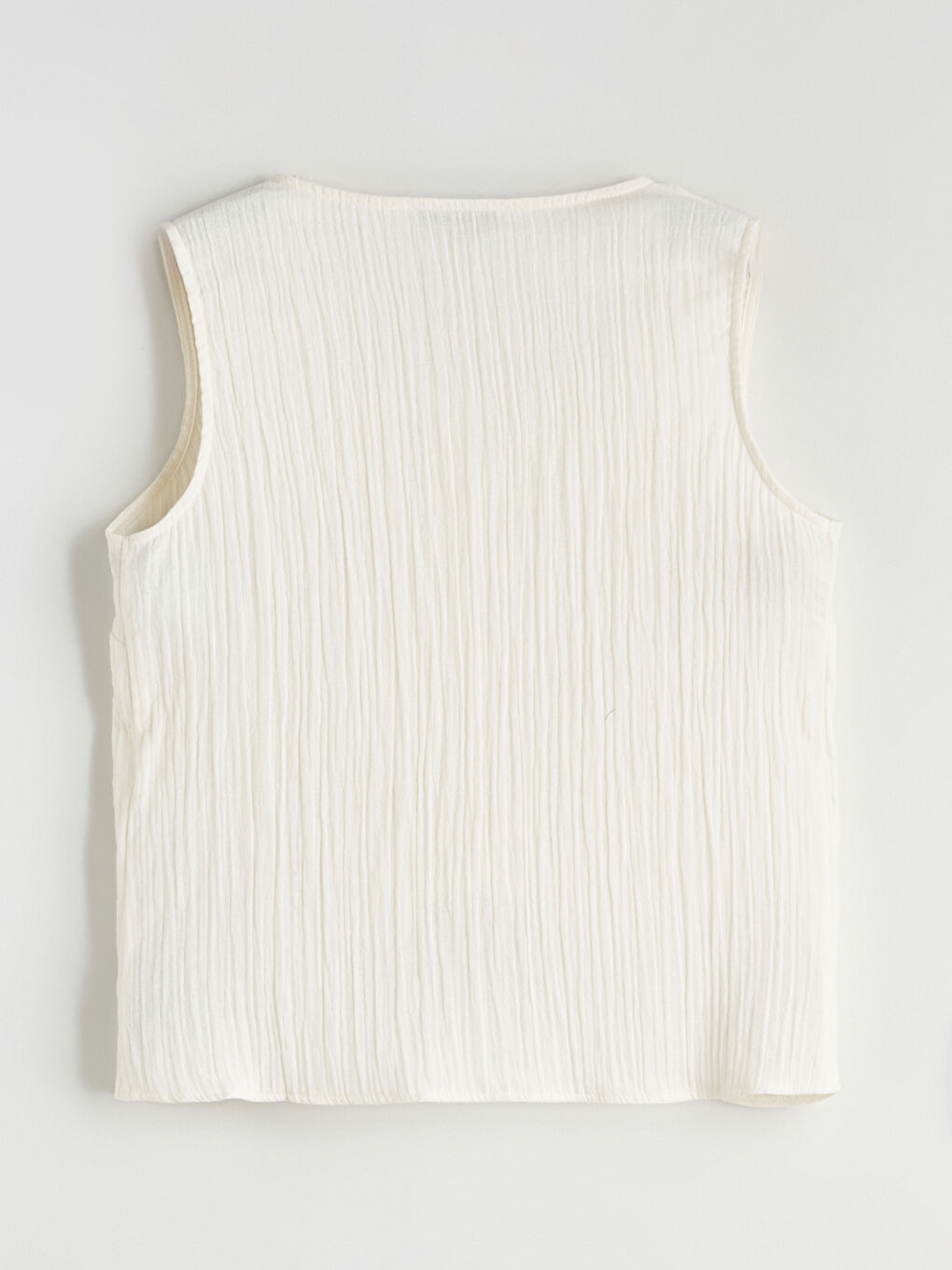 Ekru Bisiklet Yaka Dokulu Bluz-5